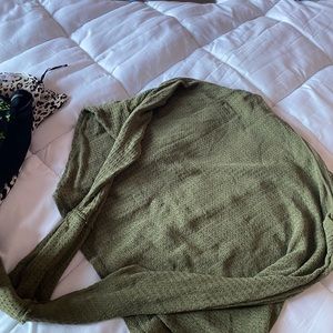Free people green long sleeve off the shoulder